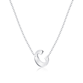 Silver Initial Letter Necklace C SPE-5543